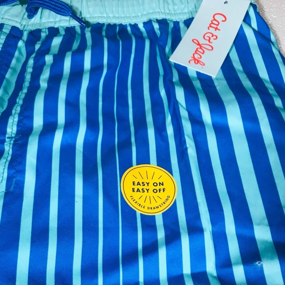 Blue Striped Swim trunks Husky XL by Cat & Jack Retro Beach Vacay Summer Pool